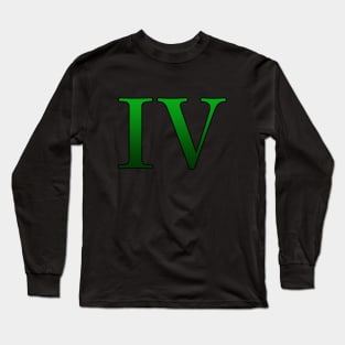 Green Roman Numeral 4 IV Long Sleeve T-Shirt